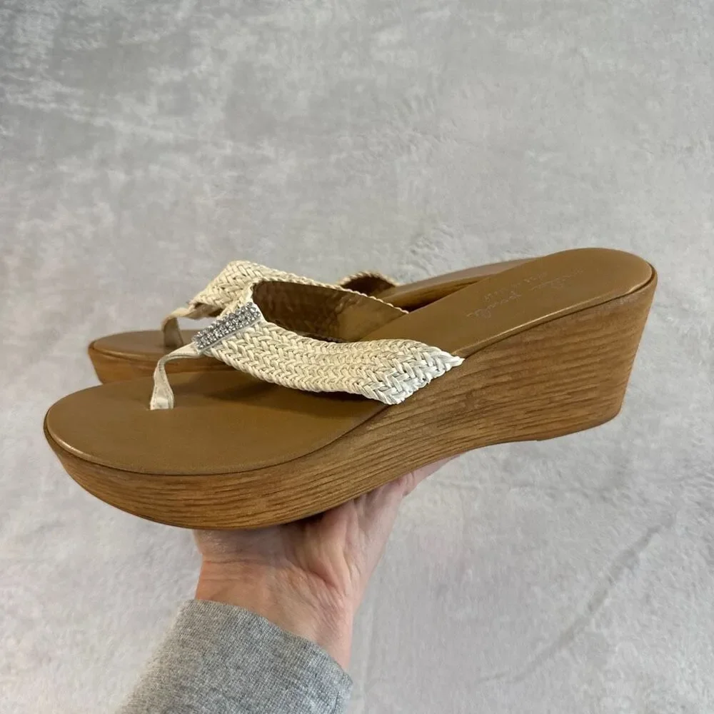 Mila Paoli Braided Leather Wedge Sandals size 9